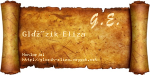 Glózik Eliza névjegykártya